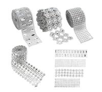 Cinta de diamantes de imitación para decoración de tartas, adorno brillante, banda de 4 rollos | Cinta de decoración de pasteles | para despedida de soltera, planificador de panaderos profesionales