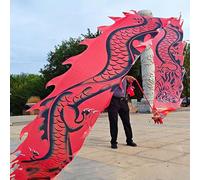 Cinta de dragón con diseño de dragón Poi Dance con imágenes de loong chino, serpentina de dragón colorida for lanzar al aire libre, bandera de danza artística con diseño de dragón de 26 pies/33 pies d