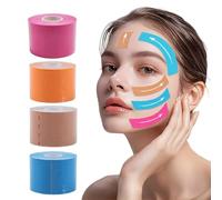 Cinta de elevación de la cara de 4 piezas, correa de elevación de la cara anti -arrugas 1x197 pulgadas de cinta de cuello facial transpirable parches para frente, mejillas y ojos, parches de arrugas