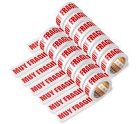 Cinta de Embalar, Cinta Adhesiva Blanca con Texto "MUY FRAGIL" en rojo, Cinta de Embalaje para Cajas Mudanza y de Envío, Transporta Cajas de Forma Segura, Cinta de Embalar 48mm x 132m - SIDI (12 uds)