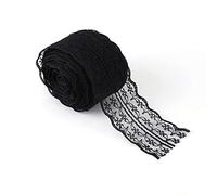 Cinta de encaje, 4,5 CM yardas Cinta floral Tela de encaje Adorno de encaje por rollo para invitación de boda, tarjetas, decoración(Negro)