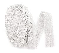 Cinta de encaje blanco, cinta de encaje de ganchillo con borde festoneado para novia, boda, álbumes de recortes, suministros de manualidades, ancho de 0.8 pulgadas, 12 yardas (estilo C, blanco)
