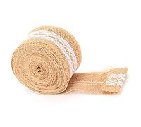 Cinta de Encaje de Arpillera, Rollo de Tela de Arpillera Cinta de Arpillera Cinta de Encaje de Tela de Yute para el Hogar(Encaje de agujero medio de 5 cm)