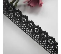 Cinta de encaje de ganchillo de algodón negro de 5 metros de ancho de 2,5 cm de ancho, adornos de tela bordada, apliques bordados vintage, manualidades, vestidos de novia, adornos, tarjetas
