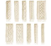 Cinta de encaje de ganchillo de algodón vintage, ribete surtido de ojales para manualidades de costura, aproximadamente 30 yardas (beige)