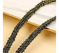 Cinta de encaje de tela, Borde de cordón trenzado retorcido de 0,8 cm x 50 m, multicolor(Black Gold)