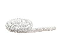 Cinta de encaje de tela, Borde de cordón trenzado retorcido de 0,8 cm x 50 m, multicolor(White)