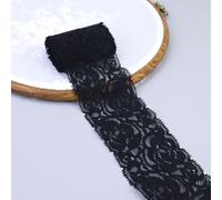 Cinta de encaje elástica negra, tela de encaje elástica floral, cinta de encaje de costura, decoración de manualidades, 5,6 cm