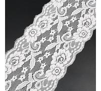 Cinta de encaje floral, Embroidered Floral Lace Edging, Black/White, 2/4/8 m, Soft Washable, DIY Wedding(C White Width 15cm,2 meters)