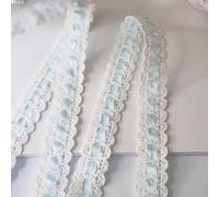 Cinta de encaje floral, Embroidered Floral Lace Trim DIY Multicolor 2cm x 6-12m(Light Blue,Width 2cm 12 meters)