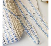 Cinta de encaje floral, Embroidered Floral Lace Trim DIY Multicolor 2cm x 6-12m(Sky Blue,Width 2cm 6 meters)