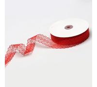 Cinta de encaje floral, Embroidered Floral Lace Trim Ribbon Multicolor 3 CM x 50 Yards DIY Crafts Wedding Sewing(Red)