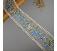 Cinta de encaje floral, Floral Embroidered Lace Trim Ribbon, Multicolor, 30 yards by 8.5cm(Blue)