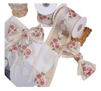 Cinta de encaje floral, Floral Embroidered Lace Trim, Rose, 5/10 Yards x 9CM, For Wedding DIY Sewing(10 yards 9CM wide)