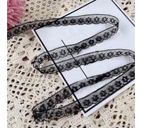 Cinta de encaje floral, Lace Ribbon Black 2/6/10 Meters Scalloped Embroidered Wedding DIY Scrapbooking(Style C Width 1.3cm,10 meters)