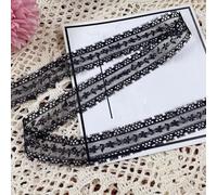 Cinta de encaje floral, Lace Ribbon Black 2/6/10 Meters Scalloped Embroidered Wedding DIY Scrapbooking(Style D Width 2.2cm,6 meters)