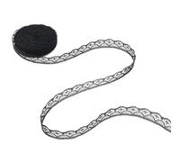 Cinta de Encaje Negro con Volantes para Manualidades, 9,14 m con Borde Encaje Malla Bordado Ideal para Vestidos Novia Ramos Envoltorios Regalo Manualidades y Decoración de Costura