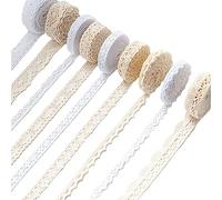 Cinta de encaje, ribete de encaje vintage con ojales, encaje de ganchillo por yarda, borde festoneado surtido para manualidades de costura, decoración de boda, envoltura de regalo, 27 yardas, 9