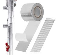 Cinta de escape - Escudo adhesivo de aislamiento de tuberías, 20 sujetadores de acero inoxidable | Banda de escape resistente para coche, motocicleta, motor, estufa, plomería automotriz, industria