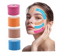 Cinta de estiramiento facial de 4 piezas, cinta de cara antihrinkle 1x197 pulgadas de cuello de ojo facial transpirable para la frente, las mejillas y los ojos