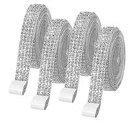 Cinta de estrás autoadhesiva, 4 rollos de diamantes de imitación, cinta autoadhesiva, plata, cristal, diamantes de imitación