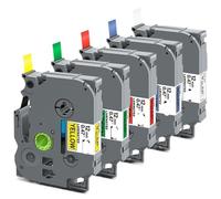 Cinta de etiqueta compatible 12 mm 5 piezas para modelos de fabricantes de etiquetas TZ 231 131 431 TZ-231 531 631 731 Funciona con PT-H110 y otras impresoras de etiquetas compatibles(5Mixed Colors)