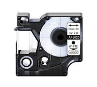 Cinta de etiquetado compatible con DYMO D1 45020 de 12 mm x 7 m, color blanco sobre transparente, repuesto para DYMO LabelManager 160 210D 260P 280 360D 420P 450 450D ColorPop Label Maker, 1 cartucho