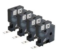 Cinta de etiquetado industrial compatible con Dymo Rhino 18055 S0718300, 12 mm x 1,5 m, compatible con DYMO Rhino 4200 5000 5200 1000 3000 6000, negro sobre blanco, paquete de 4