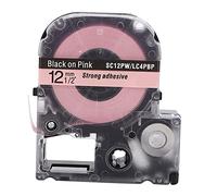 Cinta de etiquetado resistente al desgaste por corrosión de 12 mm para impresora KING JIM, material plástico, 7,3 x 6,3 x 2 cm, 8 m de largo. (Base de texto negra de 12 mm)