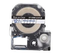 Cinta de etiquetado resistente al desgaste por corrosión de 12 mm para impresora KING JIM, material plástico, 7,3 x 6,3 x 2 cm, 8 m de largo. (Fondo transparente de 12 mm con letras azules.)