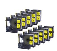 Cinta de Etiquetas 10PK 5PK 45013 12 mm Negro sobre Blanco Compatible con LabelManager 160 280 Se Adapta a D1 45013 45016 45017 45018 45019 45020(10PK-Black-on-Yellow)
