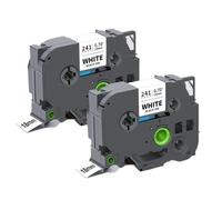 Cinta De Etiquetas 18 Mm TZe241 Tz 241 Negro sobre Blanco Laminado Compatible con Rotuladora(2PK Black on White)