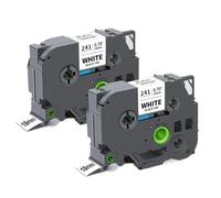 Cinta de Etiquetas 2 uds 5 uds 18mm TZe241 Tz 241 laminada Negra sobre Blanca Compatible con rotuladora(2PK Black on White)