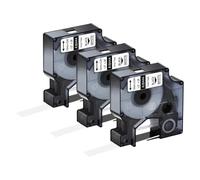 Cinta de Etiquetas 3-10PK A18444 Compatible con Cintas Ind S0718600 Negro sobre Blanco 9 mm 12 mm 19 mm para Fabricante 1000 5000(3PK Black on White)
