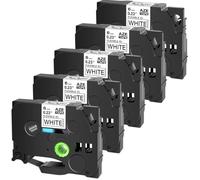 Cinta de etiquetas 5 unidades, laminado de identificación flexible de 6 mm, compatible con impresoras de etiquetas TZe FX211, casete de cartucho negro sobre blanco