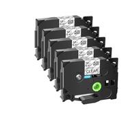Cinta de etiquetas 5PK Compatible con casete laminado Brother TZ Tze-231 131 631 6/9/12mm(5PK-Black on Clear,24mm)