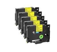 Cinta de etiquetas 5PK Compatible con casete laminado Brother TZ Tze-231 131 631 6/9/12mm(5PK-Black on Yellow,9mm)