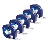 Cinta de Etiquetas compatible con Dymo LetraTag Plastic, 12mm x 4m, Negro sobre Blanco, S0721610 91221, Compatible con Dymo LetraTag LT-100H LT-100T LT-110T XR XM Plus