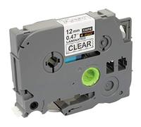 Cinta de etiquetas compatible para Brother P-Touch TZ 12mm x 8m TZe-131 TZ-131 Negro sobre Transparente