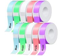 Cinta de etiquetas D30 de 12 x 40 mm, etiquetas d30 compatibles con impresora de etiquetas portátil D30, papel de impresión de etiquetas adaptado para oficina, 160 etiquetas/rollo, 10 rollos (colorido