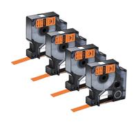 Cinta de Etiquetas de 12 mm Compatible con Industrial 1000 5200 Maker A18444 A18445 A18432 A18435 3 5 10 Piezas(5PK Black on Orange)