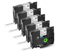 Cinta de Etiquetas de 12 mm Compatible con TZ TZe-231 Negro sobre Etiqueta laminada estándar Blanca para Impresora(5PK-Black on White)