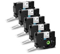 Cinta de Etiquetas de 18 mm, Cinta Negra sobre Blanca, 1 Paquete, 10 Paquetes, Compatible con la máquina etiquetadora TZ 241 TZE 241(5Pcs-18mm-AZE-241)