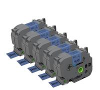 Cinta de etiquetas de 25 mm, 5 unidades, compatible con suministros de impresora PT-D610BT PT-P710BT para número de pieza TZe251 TZe451 TZe551 TZe651 TZe751(Black on Blue)