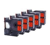 Cinta de Etiquetas de 6 mm, 9 mm, 12 mm, Compatible con LabelManager 160 280, reemplazo de rotuladora para D1 45013 45010 45018 40913 43613 45022 45023(5PK-Black-ON-Red)