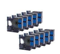 Cinta de Etiquetas de 6 mm, 9 mm, 12 mm, Compatible con LabelManager 160 280, reemplazo de rotuladora para D1 45013 45010 45018 40913 43613 45022 45023(10PK-Black-on-Blue)