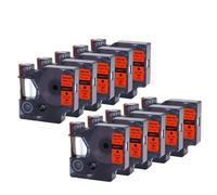 Cinta de Etiquetas de 6 mm, 9 mm, 12 mm, Compatible con LabelManager 160 280, reemplazo de rotuladora para D1 45013 45010 45018 40913 43613 45022 45023(10PK-Black-ON-Red)