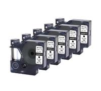 Cinta de Etiquetas de 6 mm, 9 mm, 12 mm, Compatible con LabelManager 160 280, reemplazo de rotuladora para D1 45013 45010 45018 40913 43613 45022 45023(5PK-Black-on-White)