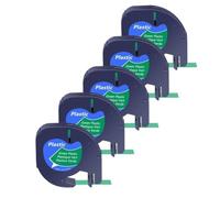 Cinta de etiquetas de letras de 5 uds. De 12mm Compatible con cinta de etiquetas de papel de plástico Plus LT100H A91330 A91220 A91200(Green-Plastic)