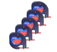 Cinta de etiquetas de letras de 5 uds. De 12mm Compatible con cinta de etiquetas de papel de plástico Plus LT100H A91330 A91220 A91200(Red-Plastic)